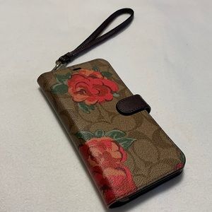 Coach Monogram with Vintage Rose Print iPhone XS Max Folio Case